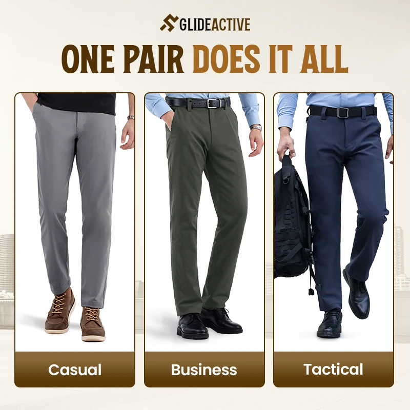 GlideActive - Men's Active Khaki Pants With Expandable Waistband
