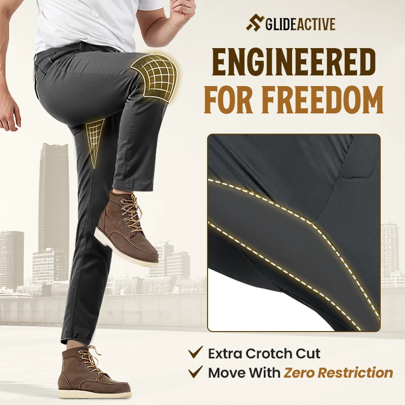 GlideActive - Men's Active Khaki Pants With Expandable Waistband